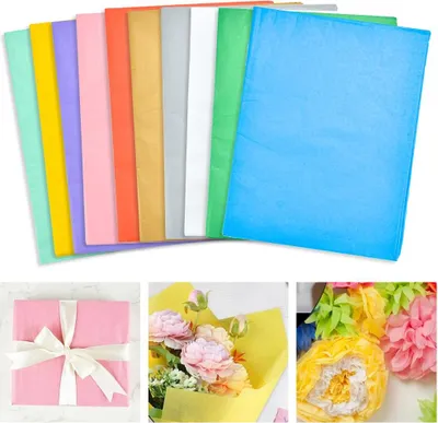 Produktbild von 120 Bogen farbiges Seidenpapier 50x70 cm 10 Farben zum Verpacken von DIY-Dekorationen