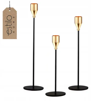 Produktbild von Kerzenhalter Schwarz 34.5 cm – Kerzenständer aus Metall – Tischdekoration für festliche Anlässe