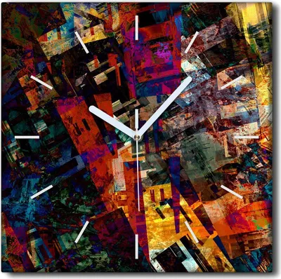 Produktbild von Coloray Uhr auf Leinwand 30x30 cm Wand Uhr Dekoration Wohnzimmer Segeltuch weiße Zeiger -Abstraktionslandschaft.
