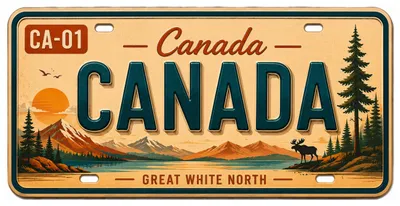 Produktbild von Blechschild 15x30cm - Canada Great White North Retro USA Nummernschild