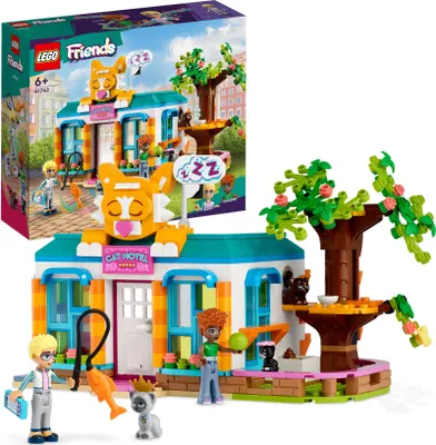 Produktbild von LEGO 41742 Friends Katzenhotel, Tier Spielzeug mit Kätzchen, sowie Olly und Naomi Mini-Puppen den 2023 Charakteren, Geschenke für Mädchen und Jungen