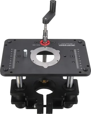 Obrázek produktu pro Fräsheber GD7 PRO – Zdvihový mechanismus pro horní frézu, 69 mm, s podložnou deskou – Přesné nastavení výšky pro frézovací stůl – Hliníková slitina – Vhodné pro zpracování dřeva