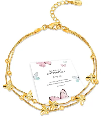 Produktbild von Armband Silber 925 Damen Schmetterling Rosegold mit Perlen Verstellbar 17,7 Zoll