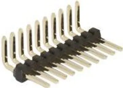 Produktbild von DeLOCK Stiftleiste 10 Pin, Rastermaß 1,27 mm, 1-reihig, gewinkelt, 5 Stück, Stiftleiste, Schwarz, Metallisch, Metall, Kunststoff, 230 °C, Abgewinkelt, 500 V