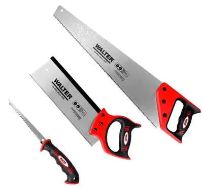 Produktbild von WALTER Sägen Set 3-tlg. bestehend aus Handsäge, Stichsäge & Rückensäge für robuste und präzise Sägearbeiten, ergonomischer geformter Griff für extra sicheren Halt, gehärtete und geschliffene Zähne