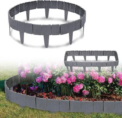Productafbeelding van Decoratieve kunststof gazonranden met steenlook - 10 stuks - 2,5 m - 25 x 23 cm