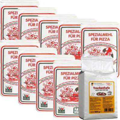 Produktbild von 9x 1kg Frießinger Pizzamehl Tipo 00 + 500g Frießinger Trockenhefe