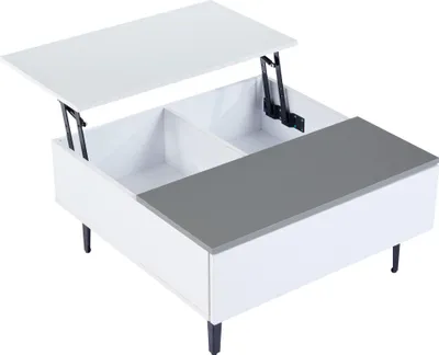 Produktbild von STILVORA Couchtisch höhenverstellbar mit verstecktem Stauraum und Ablagen,Wohnzimmertisch mit LED,Sofatisch Kaffeetisch mit Schubladen;Weiß