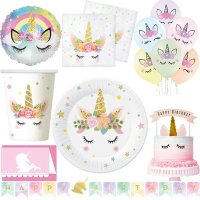 Produktbild von Partyset Einhorn Geburtstagsdeko Party Deko zum Kindergeburtstag