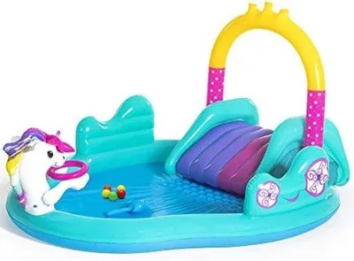 Produktbild von Famanu Kinderpool mit Rutsche - Aufblasbarer Spielpool für Kinder
