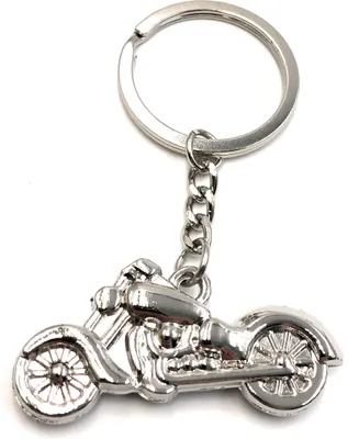 Produktbild von Onwomania Schlüsselanhänger Chopper Motorrad Bike Silber Metall Anhänger Charm