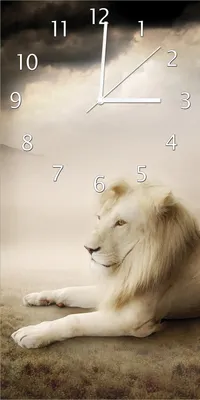 Produktbild von Wallario Design Wanduhr Stattlicher ruhender Löwe in Afrika in Sepiafarben aus Echtglas, Größe 30 x 60 cm