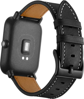 Produktbild von Strap-it Xiaomi Mi Watch Lite Lederarmband (Schwarz)