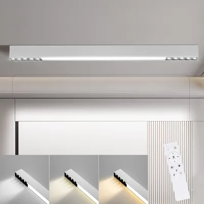 Produktbild von ZMH Deckenlampe LED Deckenleuchte Weiß 25W Wohnzimmerlampe 80CM Lang Modern Dimmbar mit Fernbedienung Deckenbeleuchtung für Wohnzimmer Küche Schlafzimmer Büro