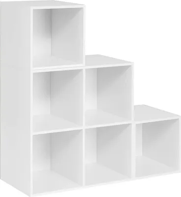 Produktbild von WOLTU Regal für Buch Spielzeug, Bücherregal mit 6 Fächern, Würfelregal Stufenregal 90x90x30 cm Farbe: Weiß