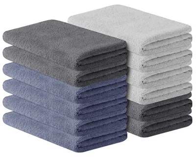 Produktbild von 12er-Set Mikrofaserhandtücher, schnelltrocknend, für Sauna, Fitness, Sport, Reisen, Strand, Schwimmen, 30 x 30 cm