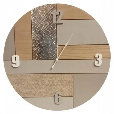 Produktbild von Ewax Wanduhr Beige-Silber Rund Holz