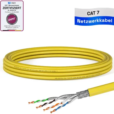 Produktbild von hb-digital CAT 7 Kabel Netzwerkkabel Installationskabel 5m S/FTP AWG23 LSZH gelb