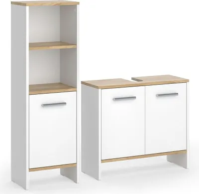 Produktbild von Badezimmermöbel-Set Vicco Karli Weiß/Goldkraft Eiche 2 Teile, Model 57973