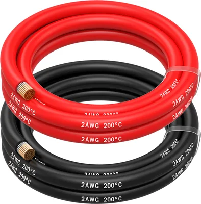 Produktbild von 2 AWG Silikon Elektronik Kabel - 2 Gauge (33,6mm²) - 2 Kabel Jede 1,5m / 5ft