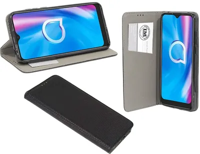 Produktbild von Buch Tasche "Smart" kompatibel mit Alcatel 1S ( 2020 ) Handy Hülle Etui Brieftasche Schutzhülle mit Standfunktion, Kartenfach Schwarz
