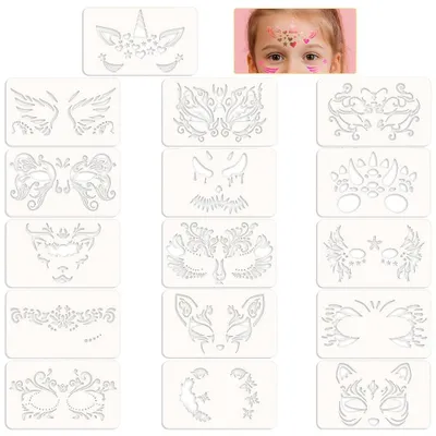 Productafbeelding van Gezichtsschilderstencils - 16 stuks - Voor podiummake-up