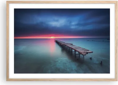 Produktbild von Gerahmtes Poster - Rahmen in heller Eiche - Brücke Meer Landschaft - 70x50 cm - Wand Bild - Wanddeko - Wandbilder - Kunstposter - Wandposter - Bilderrahmen - Bilder - Kunstdruck - P2NAA70x50-4955