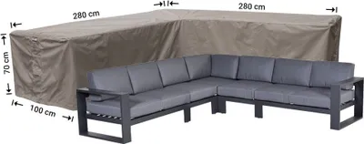 Produktbild von Raffles Covers Eck-Lounge-Hülle L-form 280 x 280 x 100 H: 70 cm | Atmungsaktiv | Wasserdicht | UV-beständig | Doppelnähte | Elastischer Kordelzug