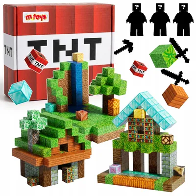 Zdjęcie produktu dla Klocki Magnetyczne Piksele Bloki 3D Konstrukcyjne Budowlane Minecraft 100El
