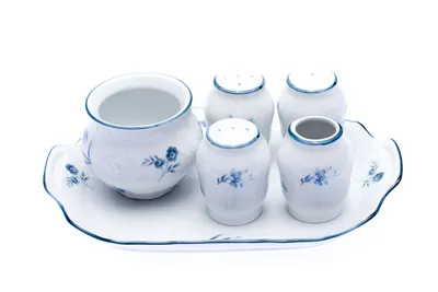 Image de Thun 1794 Set d'assaisonnement, porcelaine tchèque, Bernadotte, roses bleues, Thun, 6 pcs.