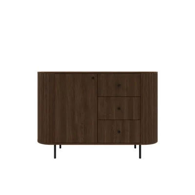 Produktbild von Kommode OVARO III 123 cm mit Tür und 3 Schubladen – Modernes Sideboard für Wohnzimmer, Esszimmer und Flur – Eiche Dunin