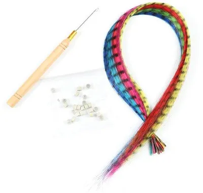 Produktbild von Haarverlängerungs-Set aus Kunsthaar - 52 farbenfrohe Haarstücke