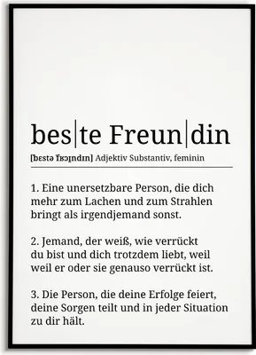 Produktbild von Beste Freundin Poster Definition - Besties Freundinnen Geschenk Wandbild – A4 (21x29.7cm) / schwarzer Bilderahmen