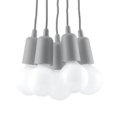 Produktbild von Hängeleuchte DIEGO 5 grau 5xE27 15W PVC 90x25x25cm Sollux Lighting