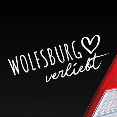Produktbild von Auto Aufkleber Wolfsburg verliebt Herz Stadt Heimat Liebe Car 19x7 cm Weiss Matt Sticker Heckscheibenaufkleber
