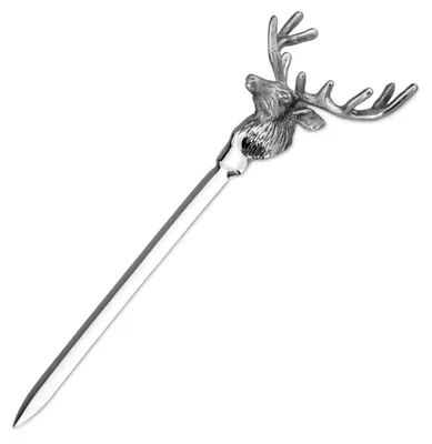 Brieföffner aus Edelstahl mit Hirschkopf, 21 cm, silber