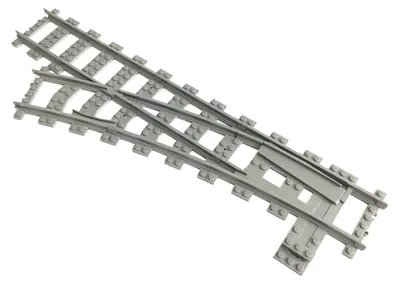 Produktbild von Trixbrix Weiche links R104 – Schienen kompatibel mit LEGO® City Eisenbahn und Zug, Zubehör für Klemmbausteine
