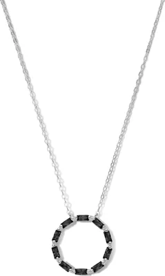 Produktbild von Neu Bling 9NB-1072 Silber Halskette mit Zirkonia Anhänger Kreis - 20mm Durchmesser - Schwarz Weiß - 40+5cm - Rhodium - Silber