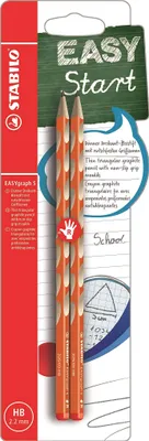 Image de Crayon triangulaire étroit pour droitiers - STABILO EASYgraph S en vert - pack de 2 - dureté HB