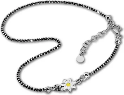 Image de SilberDream 27cm Bracelet de cheville femme blanc jaune noirci fleur en argent véritable D2SDF2224K