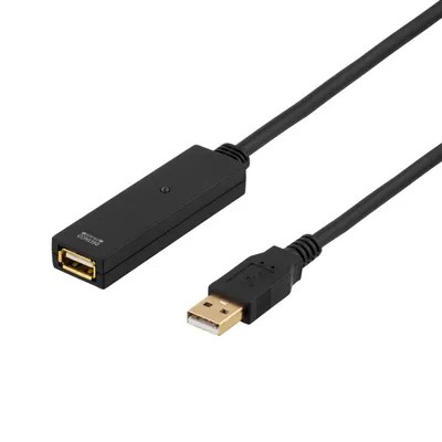 Obrázok produktu pre Deltaco USB2-EX15M, 15 m, USB A, USB A, USB 2.0, Čierna