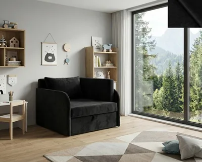 Produktbild von Schlafsessel LUCCA 79×104×67 cm mit Schlaffunktion 73×170, Bettkasten, Matratze, Stoff New Velo 107 SCHWARTZ POLTRONA LETTO