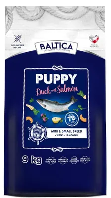 Zdjęcie produktu dla Baltica Excellent Puppy Kaczka z Łososiem XS/S 9kg Bezzbożowa Sucha Karma Dla Szczeniąt Miniaturowych I Małych Ras