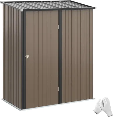 Zdjęcie produktu dla Domek narzędziowy Outsunny 1,34 m², szafka narzędziowa z dachem dwuspadowym, zamykana, domek ogrodowy, wykonany ze stali ocynkowanej, 161,5 x 94,5 x 196 cm, kolor brązowy