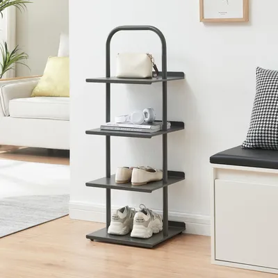 Produktbild von Schuhregal 'Poytya' für 4 Paare Stahl 96 x 34 x 32 cm Anthrazit