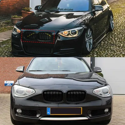 Productafbeelding van Voorste radiatorgrille, gemaakt van duurzaam ABS-kunststof, perfect passend voor de luxueuze compacte serie, glanzend zwart