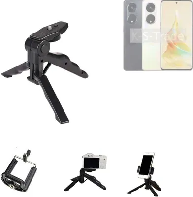 Produktbild von K-S-Trade Stativ Tisch-Ständer Dreibein Handy-Stativ Ständer kompatibel mit Oppo Reno8 T Mini-Stativ Smartphone Tripod Handy-Stativ aus Plastik