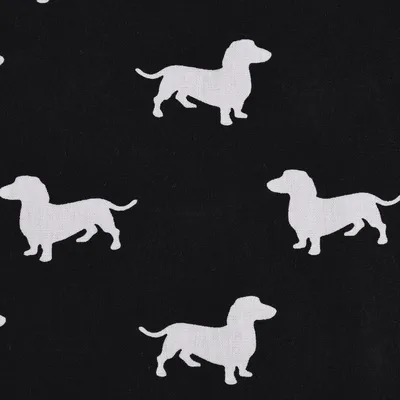 Produktbild von Baumwollstoff Meterware Hund Dackel schwarz weiß 160cm