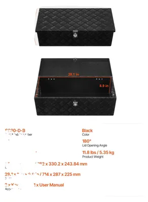 Imagen del producto de Caja de herramientas, construcción robusta de aluminio, diseño resistente a la intemperie, 76.2 x 33 x 24.4 cm (30 x 13 x 9.6 pulgadas), color