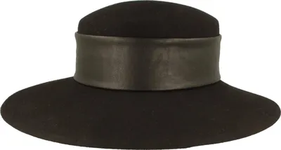 Produktbild von Mayser modischer Woll Matelot mit breitem Kunstlederband, schwarz, Gr. Einheitsgröße